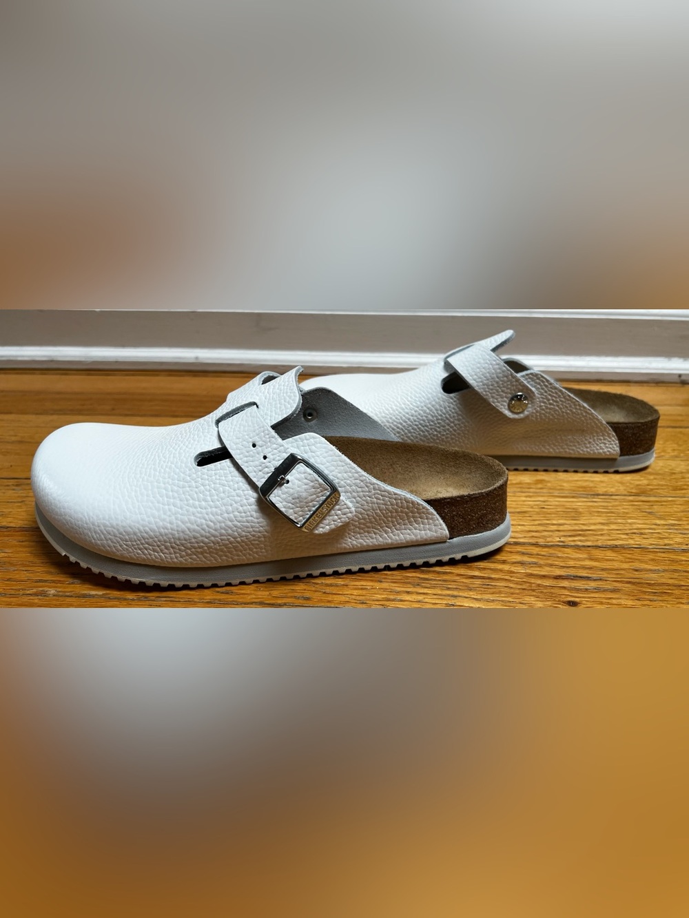 Birkenstock Boston Super Grip Natural Leather White Regular Fit 39 - New No Box - Picture 5 of 6